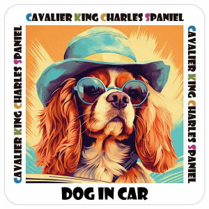Cavalier King Charles Spaniel LoALO`[YXpjG  J[XebJ[ V[ DOG IN CAR C Xq TOX  13x13cm ` h O  ԃXebJ[XebJ[  