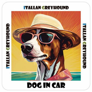Itallan Greyhound C^AO[nEh  J[XebJ[ V[ DOG IN CAR C Xq TOX  13x13cm ` h O  ԃXebJ[XebJ[    
