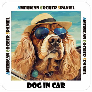 American Cocker Spaniel AJRbJ[XpjG  J[XebJ[ V[ DOG IN CAR C Xq TOX  13x13cm ` h O  ԃXebJ[XebJ[   