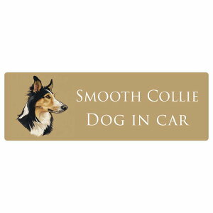 ドッグ カーステッカー イラスト付 Dog in Car スムースコリー Bタイプ セーフティサイン 犬種別 長方形 20x6.7cm シール リア あおり運転対策 Dog Sticker 屋外 屋内 防水 かわいい おしゃれ 安全対策