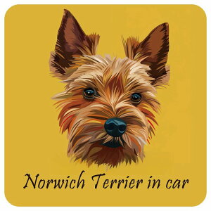 ドッグ カーステッカー イラスト付 Dog in Car ノーリッチテリア Aタイプ セーフティサイン 犬種別 正方形 13x13cm シール リア あおり運転対策 Dog Sticker 屋外 屋内 防水 かわいい おしゃれ 安全対
