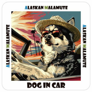 AXJ}~[g Alaskan Malamute  J[XebJ[ V[ DOG IN CAR C Xq TOX  13x13cm ` h O  ԃXebJ[XebJ[    킢