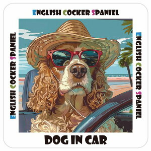 CObVRbJ[XpjG English Cocker Spaniel  J[XebJ[ V[ DOG IN CAR C Xq TOX  13x13cm ` h O  ԃXebJ[XebJ[   
