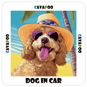 Lov[ Cavapoo  J[XebJ[ V[ DOG IN CAR C Xq TOX  13x13cm ` h O  ԃXebJ[XebJ[    킢 oCN TCXe