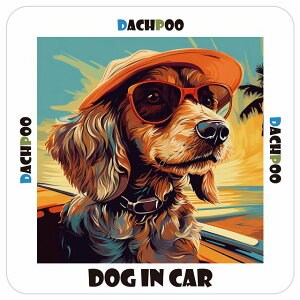 _bv[ Dachpoo  J[XebJ[ V[ DOG IN CAR C Xq TOX  13x13cm ` h O  ԃXebJ[XebJ[    킢 oCN TCXeb