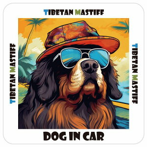 `x^}XeBt Tibetan Mastiff  J[XebJ[ V[ DOG IN CAR C Xq TOX  13x13cm ` h O  ԃXebJ[XebJ[    킢 oC