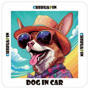 `s Chihuapin  J[XebJ[ V[ DOG IN CAR C Xq TOX  13x13cm ` h O  ԃXebJ[XebJ[    킢 oCN TCXe
