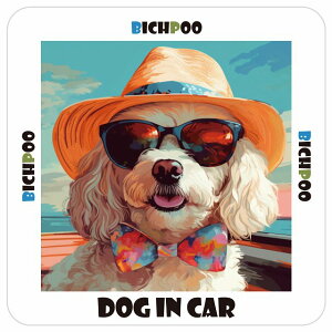 rVv[ Bichpoo  J[XebJ[ V[ DOG IN CAR C Xq TOX  13x13cm ` h O  ԃXebJ[XebJ[    킢 oCN TCX