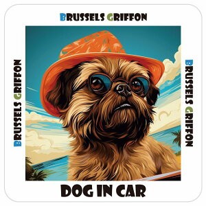 ubZEOtH Brussels Griffon  J[XebJ[ V[ DOG IN CAR C Xq TOX  13x13cm ` h O  ԃXebJ[XebJ[    킢