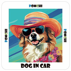 |` Pomchi  J[XebJ[ V[ DOG IN CAR C Xq TOX  13x13cm ` h O  ԃXebJ[XebJ[    킢 oCN TCXeb