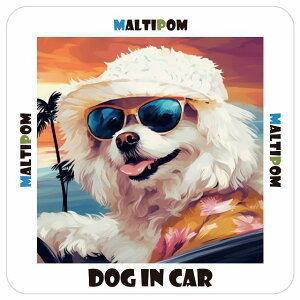 |} Maltipom  J[XebJ[ V[ DOG IN CAR C Xq TOX  13x13cm ` h O  ԃXebJ[XebJ[    킢 oCN TCXeb