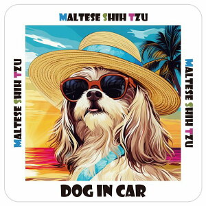 }V[Y[ Maltese Shih Tzu  J[XebJ[ V[ DOG IN CAR C Xq TOX  13x13cm ` h O  ԃXebJ[XebJ[    킢 oCN T