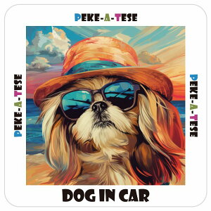 }yL Peke-A-Tese  J[XebJ[ V[ DOG IN CAR C Xq TOX  13x13cm ` h O  ԃXebJ[XebJ[    킢 oCN TCXe