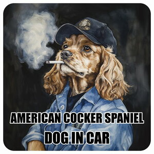  AMERICAN COCKER SPANIEL AJRbJ[XpjG DOG IN CAR J[XebJ[ V[  ƕ 傢 13x13cm ` h O  hbOI{[h fJ[