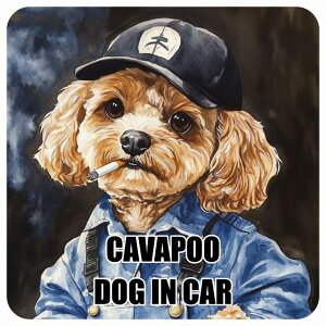  CAVAPOO Lov[ DOG IN CAR J[XebJ[ V[  ƕ 傢 13x13cm ` h O  hbOI{[h fJ[