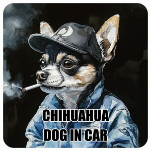  CHIHUAHUA ` DOG IN CAR J[XebJ[ V[  ƕ 傢 13x13cm ` h O  hbOI{[h fJ[