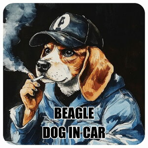  BEAGLE r[O DOG IN CAR J[XebJ[ V[  ƕ 傢 13x13cm ` h O  hbOI{[h fJ[