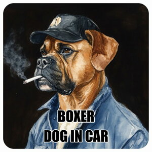  BOXER {NT[ DOG IN CAR J[XebJ[ V[  ƕ 傢 13x13cm ` h O  hbOI{[h fJ[
