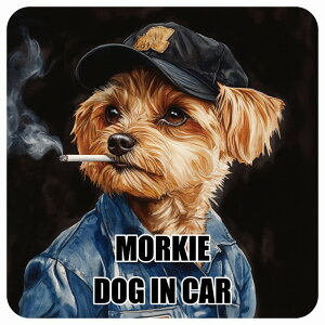  MORKIE }[L[ DOG IN CAR J[XebJ[ V[  ƕ 傢 13x13cm ` h O  hbOI{[h fJ[