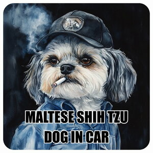  MALTESE SHIH TZU }V[Y[ DOG IN CAR J[XebJ[ V[  ƕ 傢 13x13cm ` h O  hbOI{[h fJ[