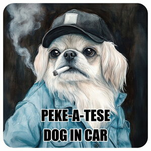  PEKE-A-TESE }yL DOG IN CAR J[XebJ[ V[  ƕ 傢 13x13cm ` h O  hbOI{[h fJ[