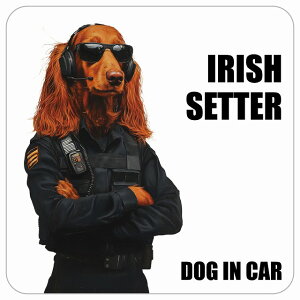 ������� IRISH SETTER �A�C���b�V���Z�b�^�[ DOG IN CAR �J�[�X�e�b�J�[ �V�[�� �� �Z�L�����e�B�K�[�h�� ���傢�� 13x13cm �����` �h�� ���O ���� �h�b�O�I���{�[�h �f�J�[��
