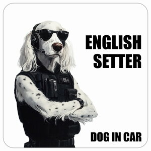 ������� ENGLISH SETTER �C���O���b�V���Z�b�^�[ DOG IN CAR �J�[�X�e�b�J�[ �V�[�� �� �Z�L�����e�B�K�[�h�� ���傢�� 13x13cm �����` �h�� ���O ���� �h�b�O�I���{�[�h �f�J�[��