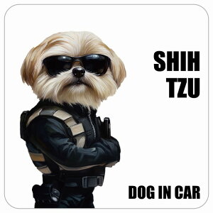 SHIH TZU V[Y[ DOG IN CAR J[XebJ[ V[  ZLeBK[h 傢 13x13cm ` h O  hbOI{[h fJ[