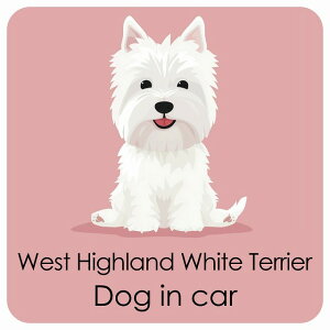  West Highland White Terrier EGXgnChzCgeA DOG IN CAR J[XebJ[ V[  pXe ݃J[ X^C Aj 13x13cm ` h O  hbOI{[