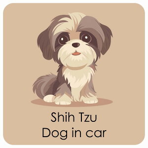  Shih Tzu V[Y[ DOG IN CAR J[XebJ[ V[  pXe ݃J[ X^C Aj 13x13cm ` h O  hbOI{[h fJ[