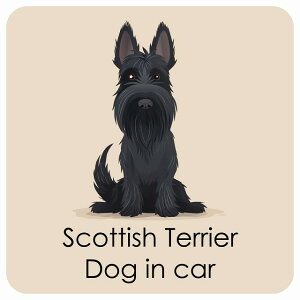  Scottish Terrier XReBbVeA DOG IN CAR J[XebJ[ V[  pXe ݃J[ X^C Aj 13x13cm ` h O  hbOI{[h fJ[
