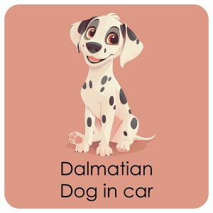  Dalmatian _VA DOG IN CAR J[XebJ[  pXe ݃J[ X^C Aj 13x13cm ` h O  hbOI{[h fJ[