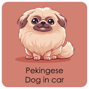  Pekingese yLj[Y DOG IN CAR J[XebJ[ V[  pXe ݃J[ X^C Aj 13x13cm ` h O  hbOI{[h fJ[