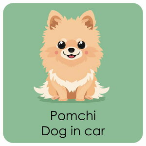  Pomchi |` DOG IN CAR J[XebJ[ V[  pXe ݃J[ X^C Aj 13x13cm ` h O  hbOI{[h fJ[