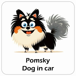  Pomsky |XL[ DOG IN CAR J[XebJ[ V[  AJ J[gD[ X^C Aj 13x13cm ` h O  hbOI{[h fJ[