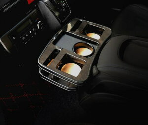 (フェガーリ) ハイグレード コンソールボックス フロントトレイ カップホルダー ハイエース 200系 マホガニー黒木目ブラックモールバージョン / FEGGARI