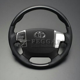 ハイエース/レジアスエース 200系 4型以降 (TRH2##/GDH2##/KDH2##) [2013/12〜] 〜現行モデル ウォーベンカーボン調 ガングリップ ウッド＆レザーステアリング / フェガーリ FEGGARI ルナ インターナショナル フェガーリ FEGGARI ルナ インターナショナル LUNA