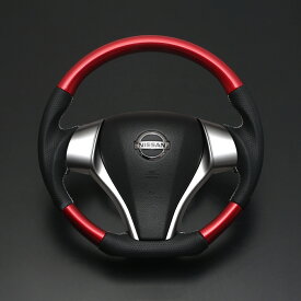 (フェガーリ) 【キャラバン NV350 E26 中期用 Dタイプ フェガーリレッドパール ガングリップタイプ 】 純正交換 ウッド＆レザーステアリング