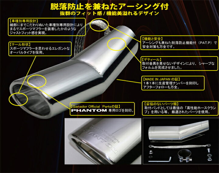 楽天市場】GANADOR ガナドール マフラーカッター プリウスα(DAA-ZVW40W 