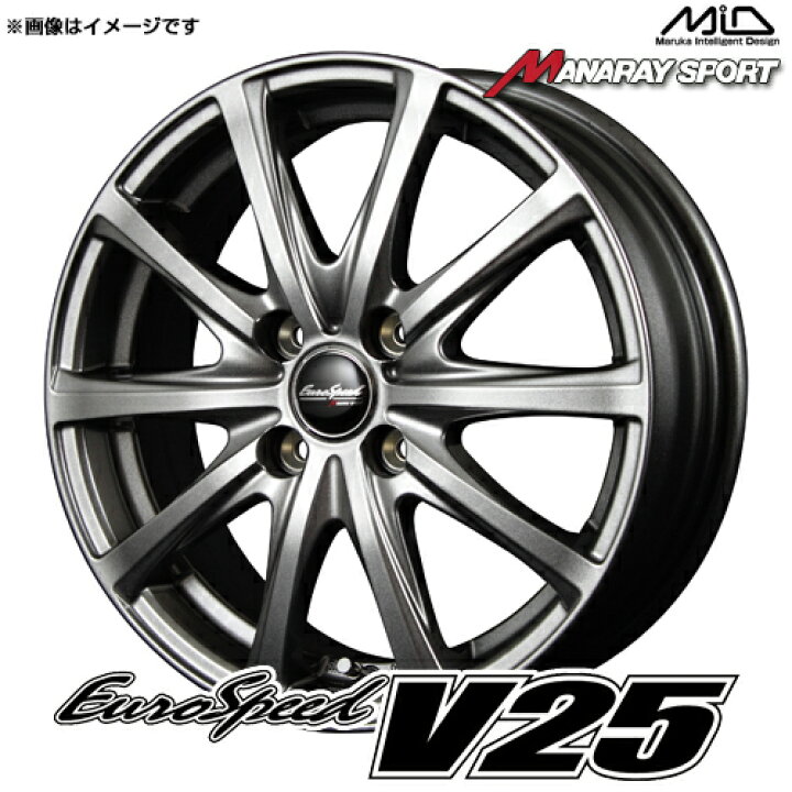楽天市場 ユーロスピード V25 アルミホイール 1本 14x5 5 38 100 4穴 メタリックグレー 14インチ Eurospeed V25 エスクリエイト