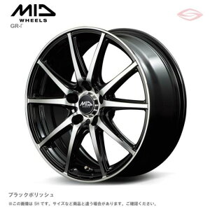 MIDホイールズ ジーアルガンマブラックポリッシュ アルミホイール1本 17x7.0J 5H 100 +50 ブラックポリッシュ/17インチ MID WHEELS GR -ΓBK/POL
