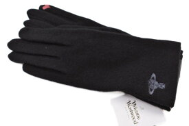 ヴィヴィアンウエストウッド 手袋 レディース ブランド Vivienne Westwood ウール ORB オーブ 刺繍 スマホ対応 黒 ブラック 21-22cm 女性 婦人 グローブ 防寒 【あす楽】