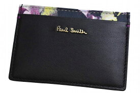 ポールスミス パスケース 定期入れ レディース ブランド Paul Smith レザー ヘイジーパンジー トリム 専用箱付 黒 ブラック 女性 婦人 ビジネス IDカード カードケース 名刺入れ 本革 PWA360 x1x 【あす楽】