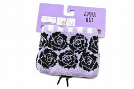 アナスイ ファスナー付きタオル 小物入れ レディース ブランド ANNA SUI ローズ バラ 薔薇 ライトパープル × ホワイト ストライプ ペットボトルケース 女性 婦人 【あす楽】