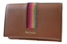 ポールスミス 名刺入れ カードケース レディース ブランド PaulSmith エンブロイダリー ストライプ 専用箱付 キャメル ブラウン 女性 婦人 本革 PWD891 【あす楽】