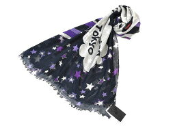 アナスイ 薄手 ストール レディース ブランド ANNA SUI × KANSAI YAMAMOTO コラボ カシミヤ混 Swinging Tokyo 寛斎ガール スター デザイン 濃紺 ネイビー 女性 婦人 【あす楽】