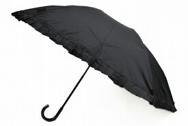アナスイ 折りたたみ 傘 雨傘 レディース ブランド ANNA SUI フリル × グログラン リボン ベルト 黒 ブラック 55cm 女性 婦人 x1x 【あす楽】
