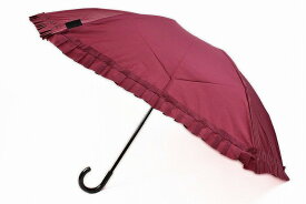 アナスイ 折りたたみ 雨傘 傘 レディース ブランド ANNA SUI フリル × グログラン リボン ベルト ワイン 赤 55cm 女性 婦人 x1x 【あす楽】