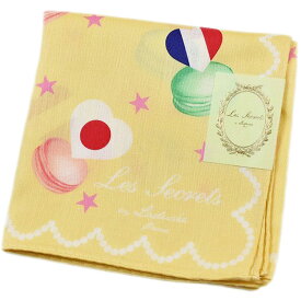 ラデュレ ハンカチ レディース 綿 高級 ブランド ハイブランド LADUREE イエロー マカロン ＆ ハート 国旗 ロゴ 女性 婦人 母の日 20代 30代 40代 50代 60代 70代 プレゼント ギフト おしゃれ かわいい 大人 ホワイトデー ポイント消化 x1x