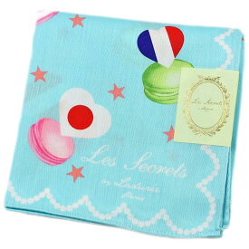 ラデュレ ハンカチ レディース 綿 高級 ブランド ハイブランド LADUREE スカイ ブルー マカロン ＆ ハート 国旗 ロゴ 女性 婦人 母の日 20代 30代 40代 50代 60代 70代 プレゼント ギフト おしゃれ かわいい 大人 ホワイトデー ポイント消化 x1x